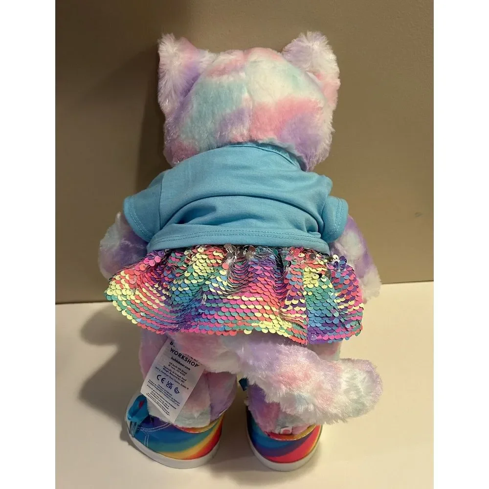 Build A Bear BAB Pastel Swirl Kitty Cat Plush‎  Meow Sound And Outfit/shoes